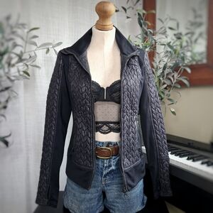 Zella Quilted Athletic Jacket XS Black Zip Up Workout